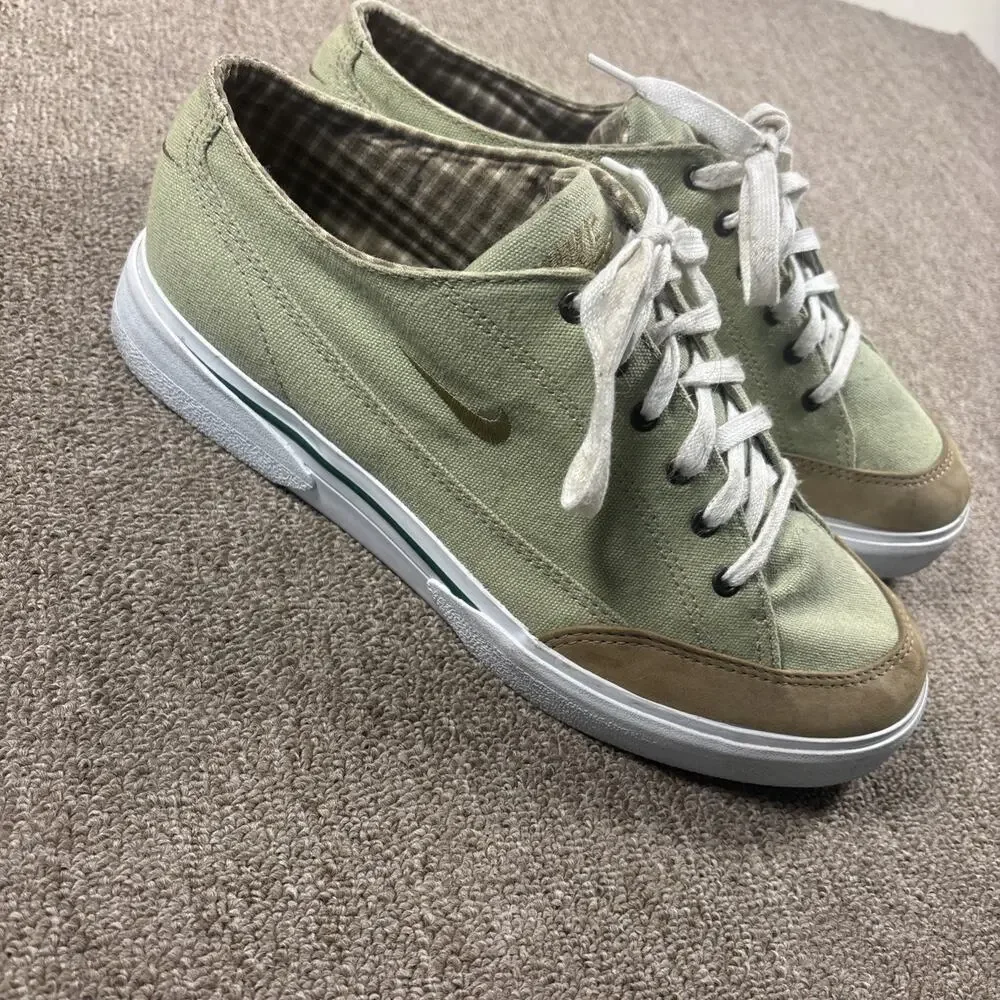 Vintage NIKE GTS Men’s Canvas Skate Shoes Sage Green Brown Plaid Lined 8.5